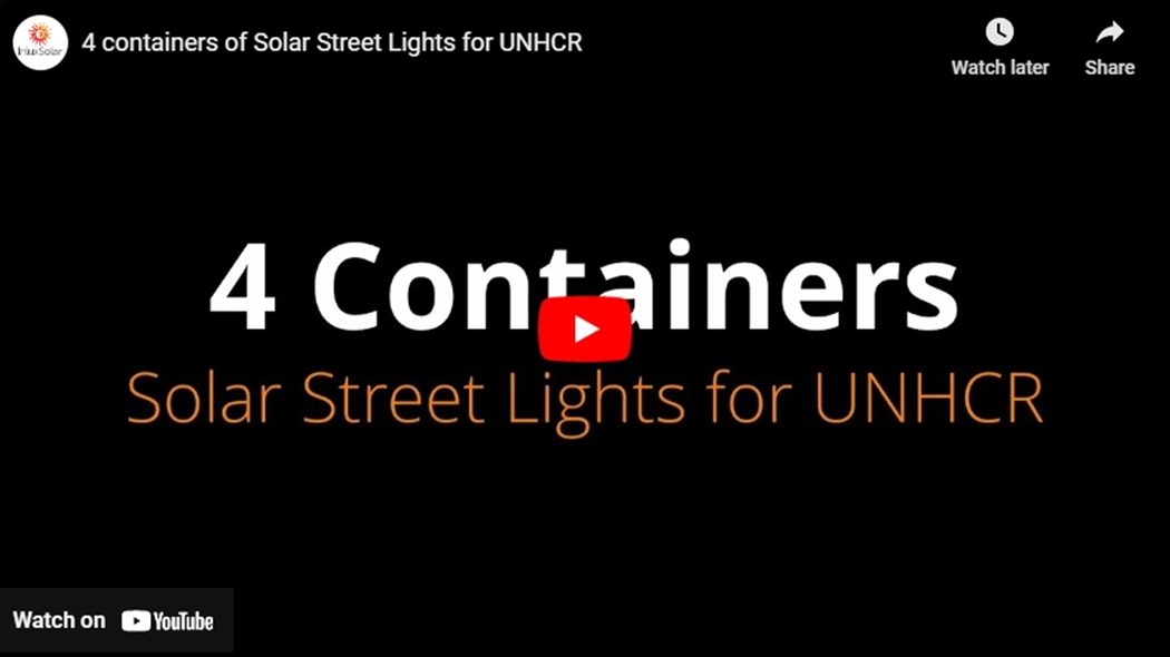 4 contenedores de farolas solares para UNHCR